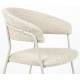 Lot de 2 Fauteuils Zeri Woody Sièges de Table en Acier Blanc et Tissu Beige 51,5x59,5x79cm