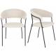 Lot de 2 Fauteuils Zeri Woody Sièges de Table en Acier Noir et Tissu Beige 51,5x59,5x79cm