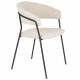 Lot de 2 Fauteuils Zeri Woody Sièges de Table en Acier Noir et Tissu Beige 51,5x59,5x79cm