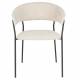 Lot de 2 Fauteuils Zeri Woody Sièges de Table en Acier Noir et Tissu Beige 51,5x59,5x79cm