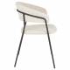 Lot de 2 Fauteuils Zeri Woody Sièges de Table en Acier Noir et Tissu Beige 51,5x59,5x79cm