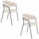 Lot de 2 Fauteuils Zeri Woody Sièges de Table en Acier Noir et Tissu Beige 51,5x59,5x79cm