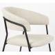 Lot de 2 Fauteuils Zeri Woody Sièges de Table en Acier Noir et Tissu Beige 51,5x59,5x79cm