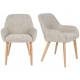 Lot de Deux Chaises Loua Woody Duo d'Assises en Bois Contreplaqué et Tissu Chiné Marron Fauteuils de Table 59x59x82,5cm