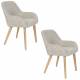 Lot de Deux Chaises Loua Woody Duo d'Assises en Bois Contreplaqué et Tissu Chiné Marron Fauteuils de Table 59x59x82,5cm