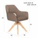 Fauteuil Mos Pivotant Assise en Bois et Tissu Gris Chaise à Accoudoirs 59x59x85cm