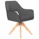 Fauteuil Mos Pivotant Assise en Bois et Tissu Gris Chaise à Accoudoirs 59x59x85cm