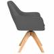 Fauteuil Mos Pivotant Assise en Bois et Tissu Gris Chaise à Accoudoirs 59x59x85cm
