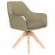 Fauteuil Mos Pivotant Assise en Bois et Tissu Vert Chaise à Accoudoirs 59x59x85cm