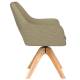 Fauteuil Mos Pivotant Assise en Bois et Tissu Vert Chaise à Accoudoirs 59x59x85cm