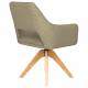 Fauteuil Mos Pivotant Assise en Bois et Tissu Vert Chaise à Accoudoirs 59x59x85cm
