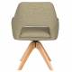 Fauteuil Mos Pivotant Assise en Bois et Tissu Vert Chaise à Accoudoirs 59x59x85cm