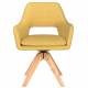 Fauteuil Mos Pivotant Assise en Bois et Tissu Ocre Chaise à Accoudoirs 59x59x85cm