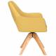 Fauteuil Mos Pivotant Assise en Bois et Tissu Ocre Chaise à Accoudoirs 59x59x85cm