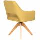 Fauteuil Mos Pivotant Assise en Bois et Tissu Ocre Chaise à Accoudoirs 59x59x85cm