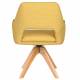 Fauteuil Mos Pivotant Assise en Bois et Tissu Ocre Chaise à Accoudoirs 59x59x85cm