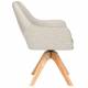 Fauteuil Mos Pivotant Assise en Bois et Tissu Beige Chaise à Accoudoirs 59x59x85cm