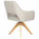 Fauteuil Mos Pivotant Assise en Bois et Tissu Beige Chaise à Accoudoirs 59x59x85cm