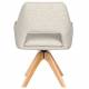 Fauteuil Mos Pivotant Assise en Bois et Tissu Beige Chaise à Accoudoirs 59x59x85cm