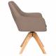 Fauteuil Mos Pivotant Assise en Bois et Tissu Taupe Chaise à Accoudoirs 59x59x85cm