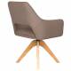 Fauteuil Mos Pivotant Assise en Bois et Tissu Taupe Chaise à Accoudoirs 59x59x85cm