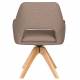 Fauteuil Mos Pivotant Assise en Bois et Tissu Taupe Chaise à Accoudoirs 59x59x85cm