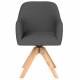 Fauteuil Otis Pivotant Assise en Bois et Tissu Gris Chaise à Accoudoirs 59x62x84cm