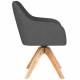 Fauteuil Otis Pivotant Assise en Bois et Tissu Gris Chaise à Accoudoirs 59x62x84cm