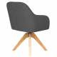 Fauteuil Otis Pivotant Assise en Bois et Tissu Gris Chaise à Accoudoirs 59x62x84cm