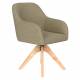 Fauteuil Otis Pivotant Assise en Bois et Tissu Vert Chaise à Accoudoirs 59x62x84cm