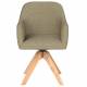 Fauteuil Otis Pivotant Assise en Bois et Tissu Vert Chaise à Accoudoirs 59x62x84cm