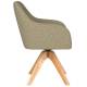Fauteuil Otis Pivotant Assise en Bois et Tissu Vert Chaise à Accoudoirs 59x62x84cm