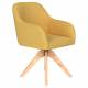 Fauteuil Otis Pivotant Assise en Bois et Tissu Ocre Chaise à Accoudoirs 59x62x84cm