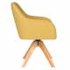 Fauteuil Otis Pivotant Assise en Bois et Tissu Ocre Chaise à Accoudoirs 59x62x84cm