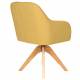 Fauteuil Otis Pivotant Assise en Bois et Tissu Ocre Chaise à Accoudoirs 59x62x84cm