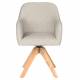 Fauteuil Otis Pivotant Assise en Bois et Tissu Beige Chaise à Accoudoirs 59x62x84cm