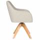 Fauteuil Otis Pivotant Assise en Bois et Tissu Beige Chaise à Accoudoirs 59x62x84cm