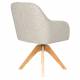 Fauteuil Otis Pivotant Assise en Bois et Tissu Beige Chaise à Accoudoirs 59x62x84cm