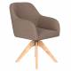 Fauteuil Otis Pivotant Assise en Bois et Tissu Taupe Chaise à Accoudoirs 59x62x84cm