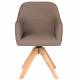 Fauteuil Otis Pivotant Assise en Bois et Tissu Taupe Chaise à Accoudoirs 59x62x84cm