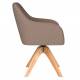 Fauteuil Otis Pivotant Assise en Bois et Tissu Taupe Chaise à Accoudoirs 59x62x84cm