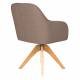 Fauteuil Otis Pivotant Assise en Bois et Tissu Taupe Chaise à Accoudoirs 59x62x84cm