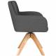 Fauteuil Pete Pivotant Assise en Bois et Tissu Gris Chaise à Accoudoirs 62x63x85cm