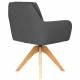 Fauteuil Pete Pivotant Assise en Bois et Tissu Gris Chaise à Accoudoirs 62x63x85cm