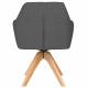 Fauteuil Pete Pivotant Assise en Bois et Tissu Gris Chaise à Accoudoirs 62x63x85cm