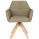 Fauteuil Pete Pivotant Assise en Bois et Tissu Vert Chaise à Accoudoirs 62x63x85cm