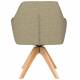Fauteuil Pete Pivotant Assise en Bois et Tissu Vert Chaise à Accoudoirs 62x63x85cm