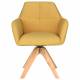 Fauteuil Pete Pivotant Assise en Bois et Tissu Ocre Chaise à Accoudoirs 62x63x85cm