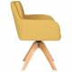 Fauteuil Pete Pivotant Assise en Bois et Tissu Ocre Chaise à Accoudoirs 62x63x85cm