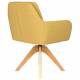 Fauteuil Pete Pivotant Assise en Bois et Tissu Ocre Chaise à Accoudoirs 62x63x85cm